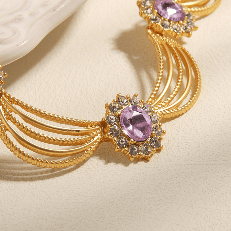 Platinum Statement Necklace with Multi-Gemstones