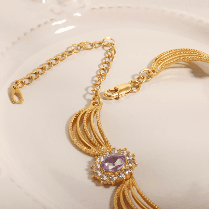 Platinum Statement Necklace with Multi-Gemstones